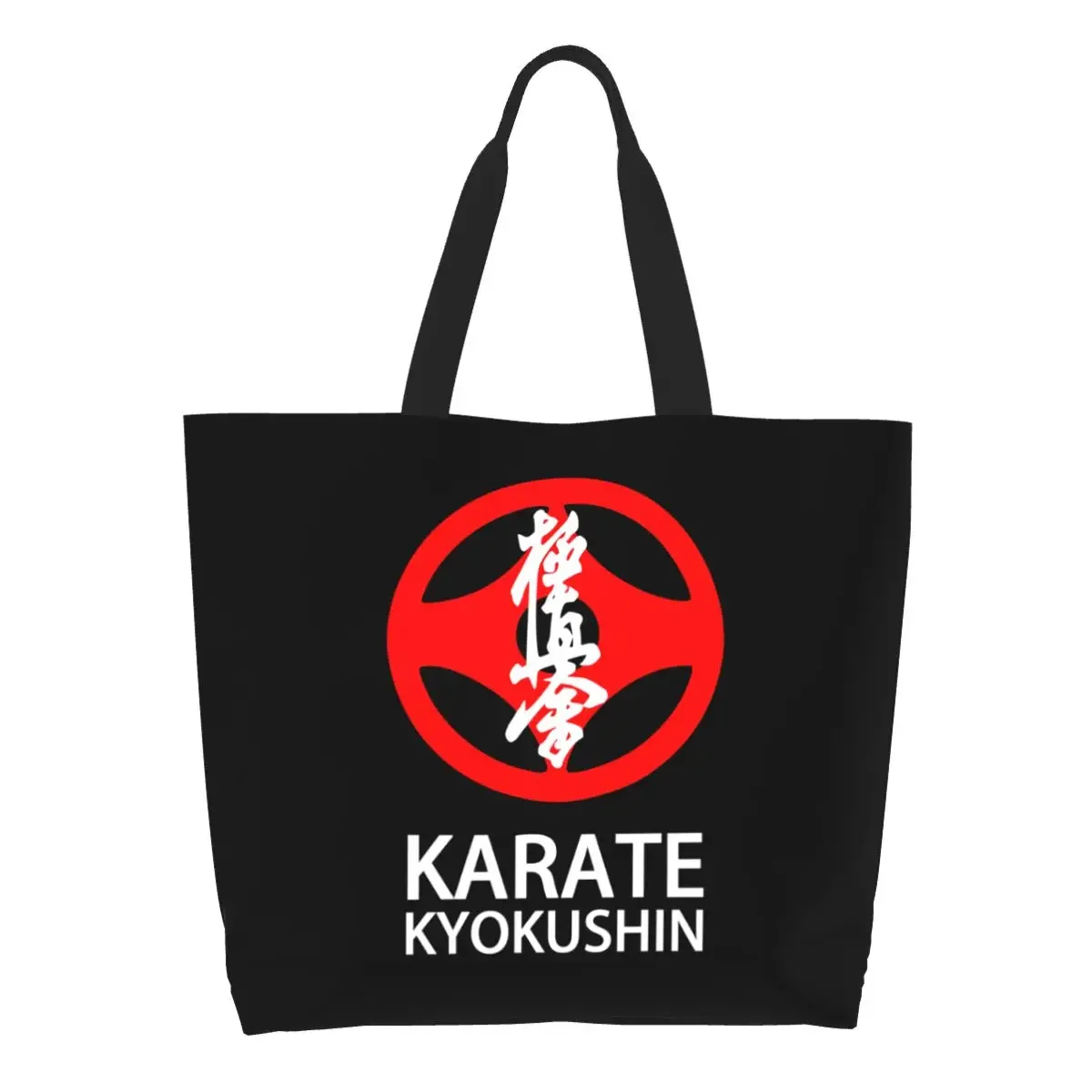 

Custom Funny Karate Kyokushin Shopping Tote Bag Recycling Martial Arts Canvas Grocery Shopper Shoulder Bag
