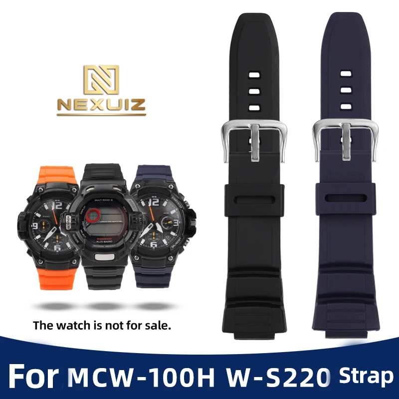 Special Raised Silicone WatchStrap For Casio MCW-100H/110H W-S220 GW-9200 AE2000 Watchband Convex Interface 16mm Waterproof Belt