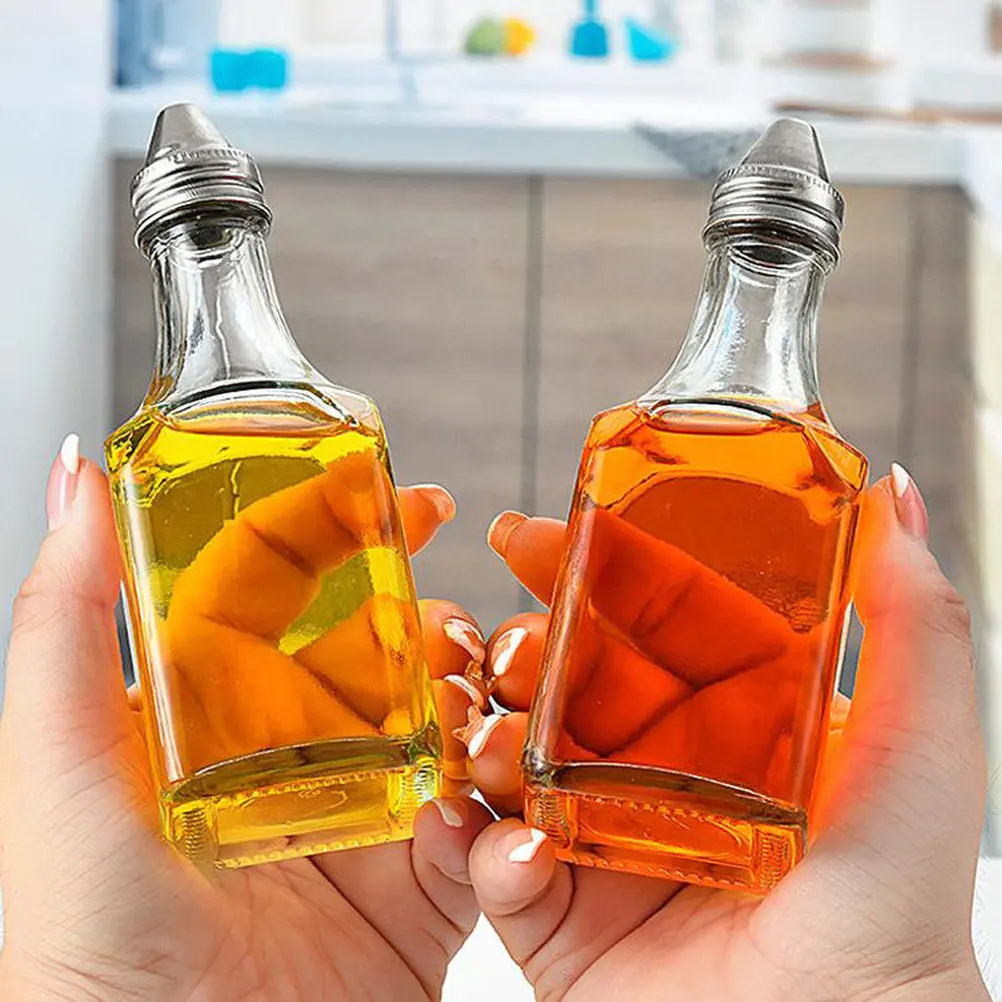 2Pcs Oil Bottle Glass Cruet Multi-Function Vinegar Dispenser Household Sauce Container Kitchen Accessory Home Accessory