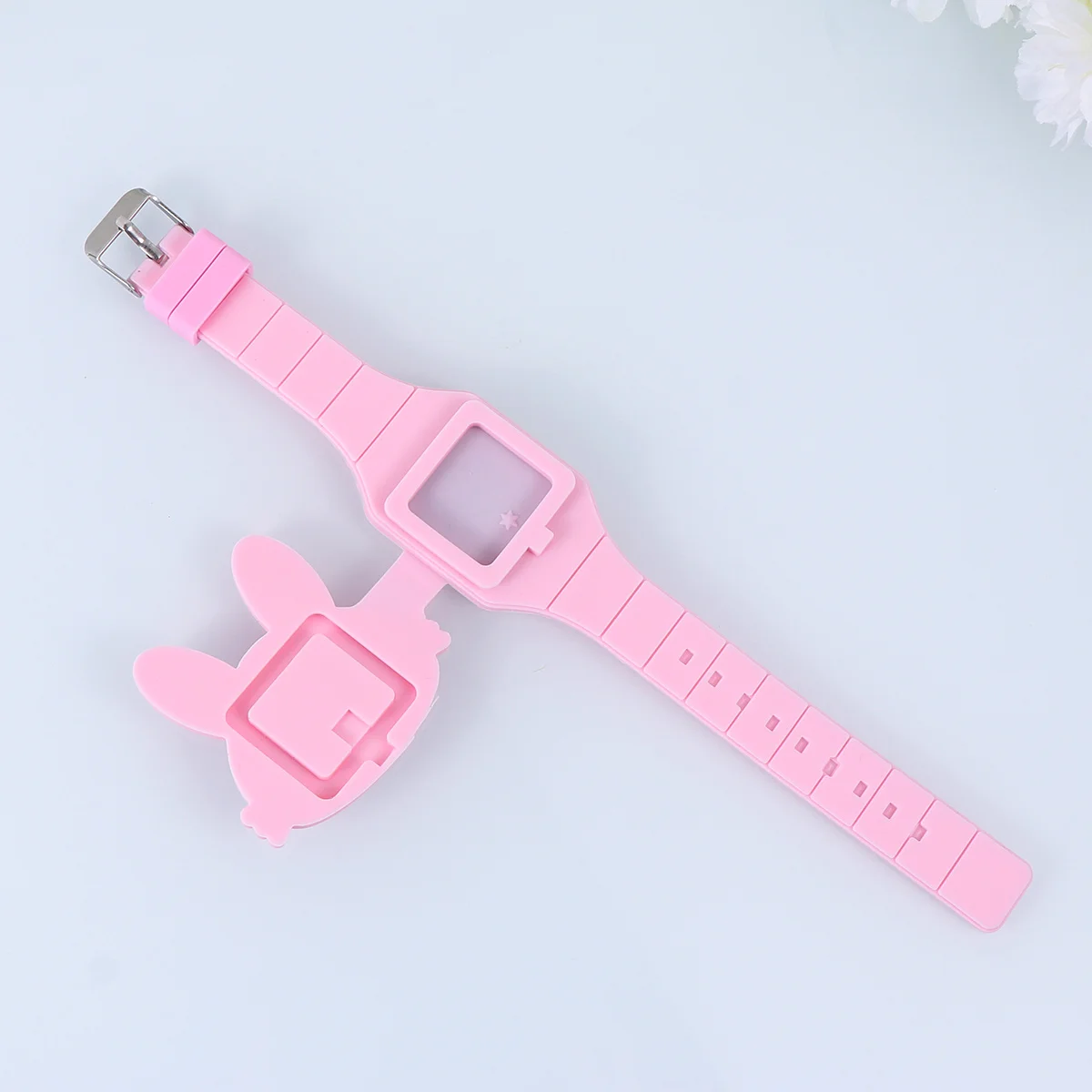 ساعة كرتونية على شكل أرنب من السيليكون باللون الوردي الفاتح، هدية عيد ميلاد إلكترونية لصالح الحفلات