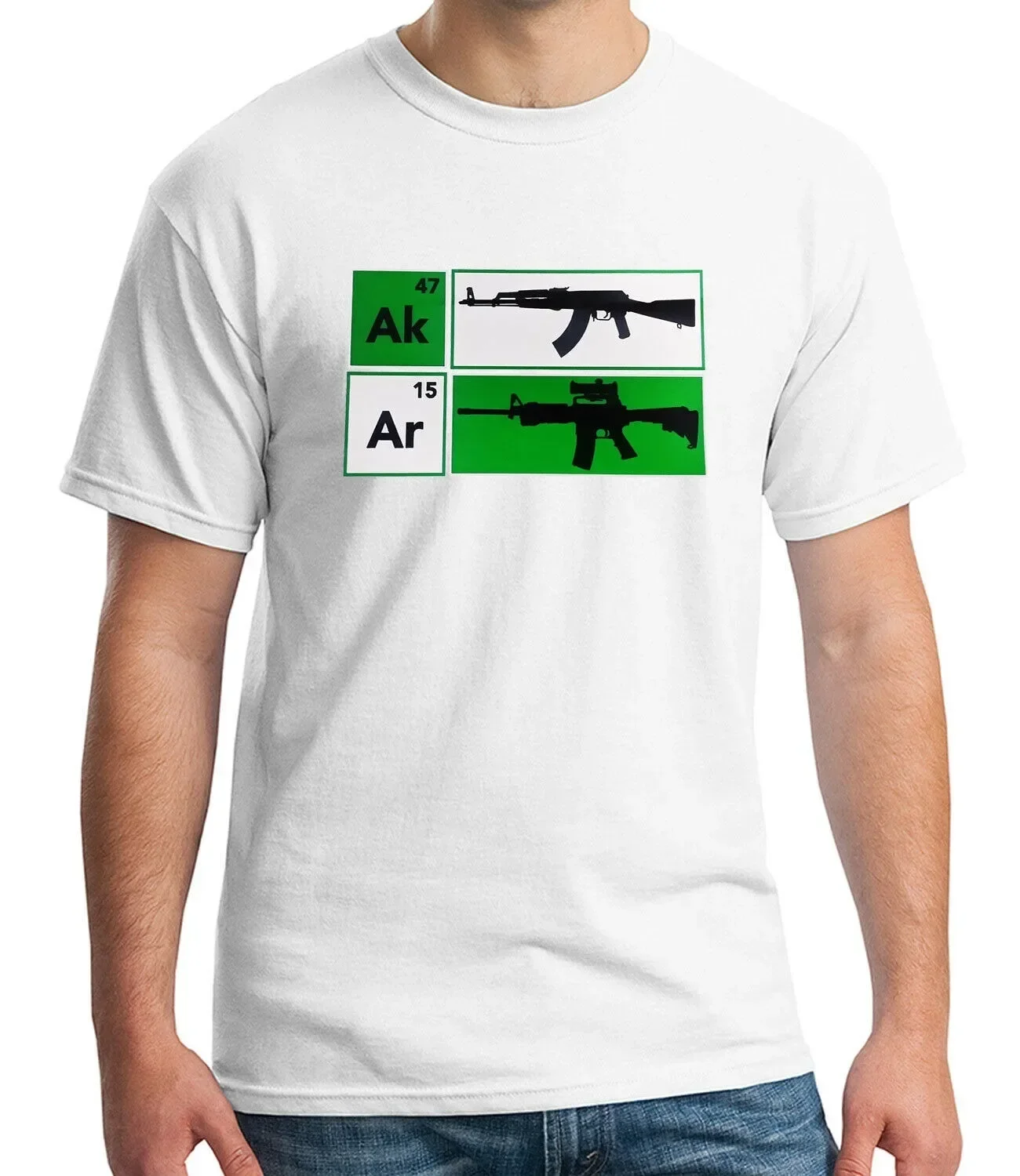 Funny AK-47 AR-15 Rifle The Periodic Table Gun Defense T-Shirt 100% Cotton O-Neck Short Sleeve Casual Mens T-shirt Size S-3XL