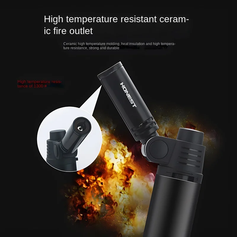 HONEST Windproof Torch Gas Lighter Powerful High Quality Outdoor Camping Kitchen Butane Refillable Metal Welding Gun No Gas