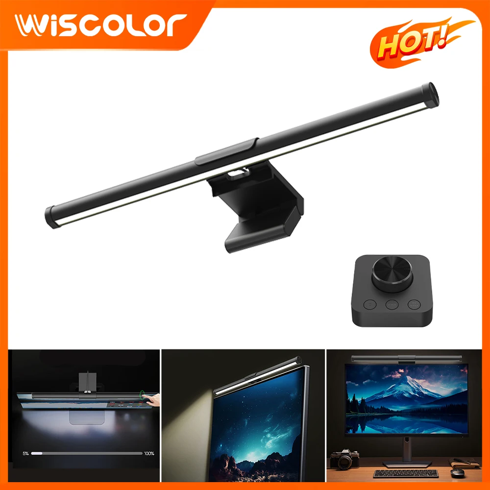 Wiscolor การดูแลตาหน้าจอแขวนไฟ LED คอมพิวเตอร์จอแสงบาร์ Stepless Dimming USB Powered สำหรับการศึกษางานสำนักงาน การอ่านเกม 44 ซม.