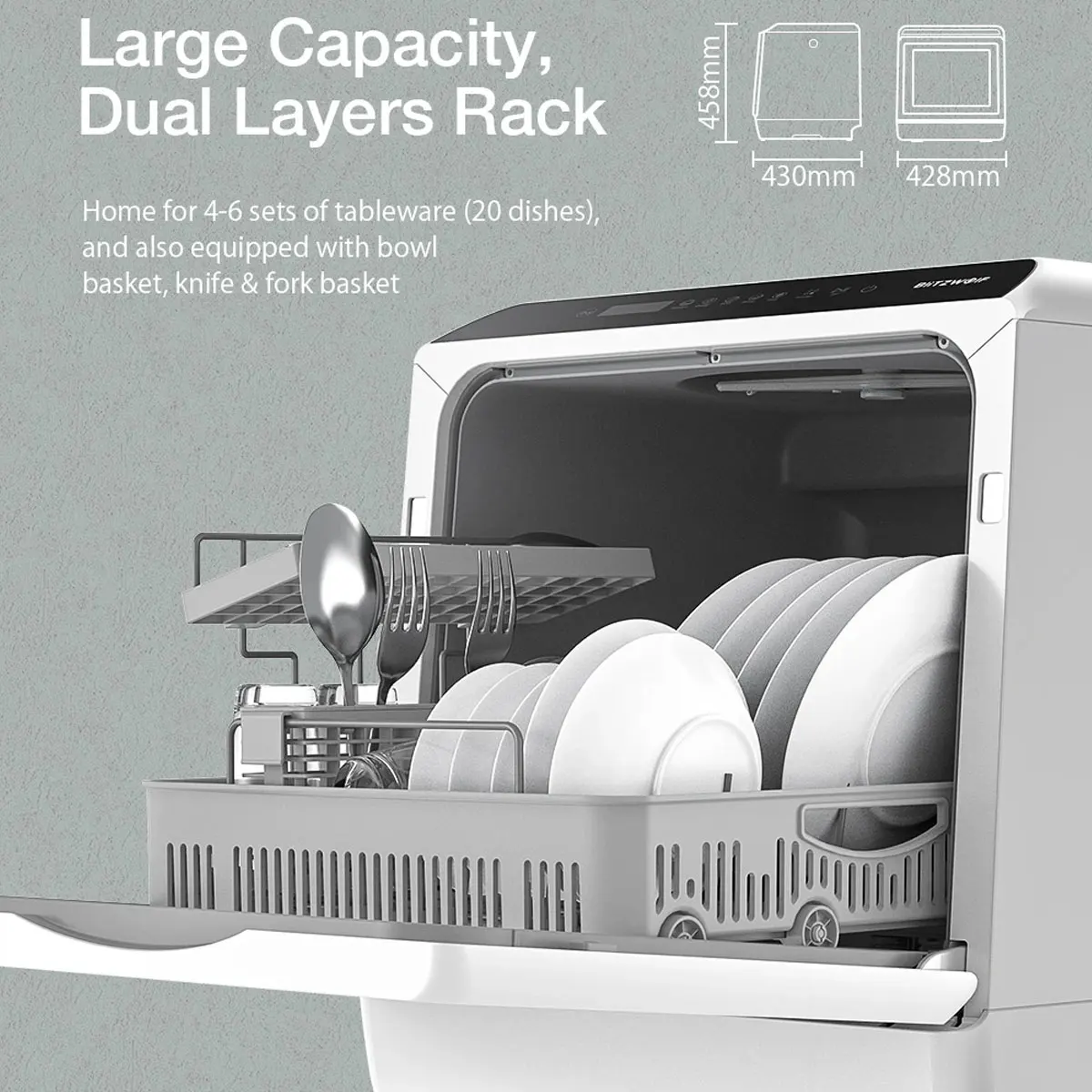 BH-CDW1-Mesa inteligente para lavavajillas, minilavaplatos compacto para el hogar, cocina, vajilla, esterilización a alta temperatura