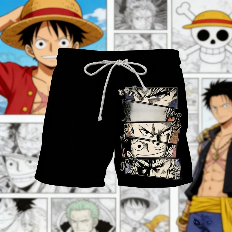 2026 ONE PIECE Animation Luffy Sauron Peripheral Printed Cotton Shorts American Summer Men's Daily Loose Sports Breathable Pants
