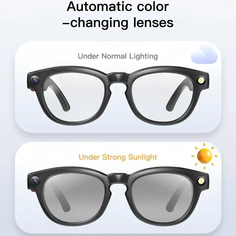 200 Вт пиксельные новые умные очки фотохромные очки для интеллектуальной фотографии Ai, музыка, звонки, разнообразные функции, длинная батарея