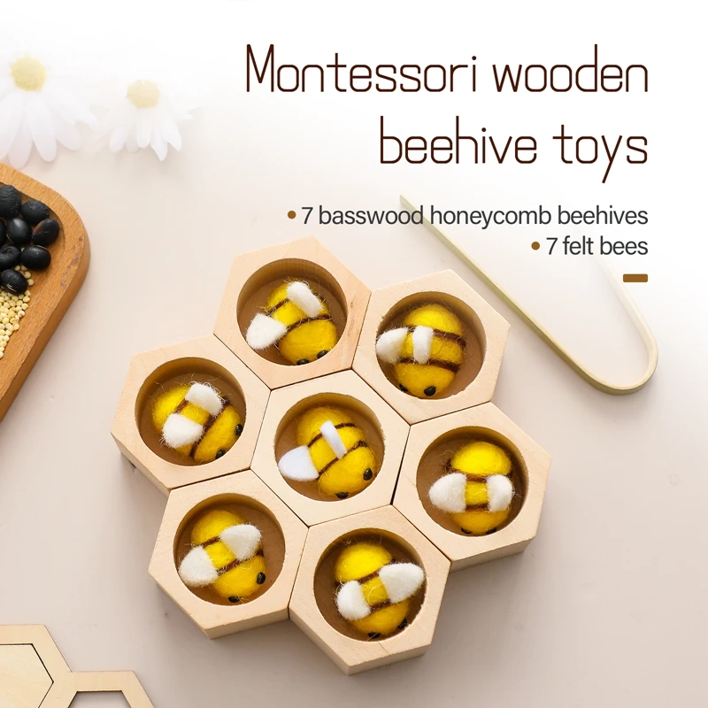 Houten Puzzel Bijen Speelgoed Montessori Speelgoed Voor Baby Fijne Motoriek Speelgoed Baby 0 12 Maanden Matching Games Vroeg Educatief Speelgoed Cadeau