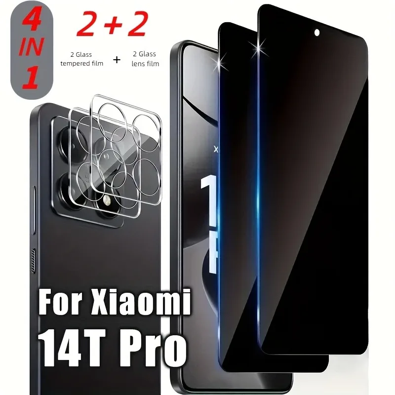 2 Stück Anti-Peeping-Glas aus gehärtetem Film mit 2 Stück Objektivschutz, geeignet für Xiaomi 15 14 Pro Ultra 14 13T 12T 11T Pro Glas