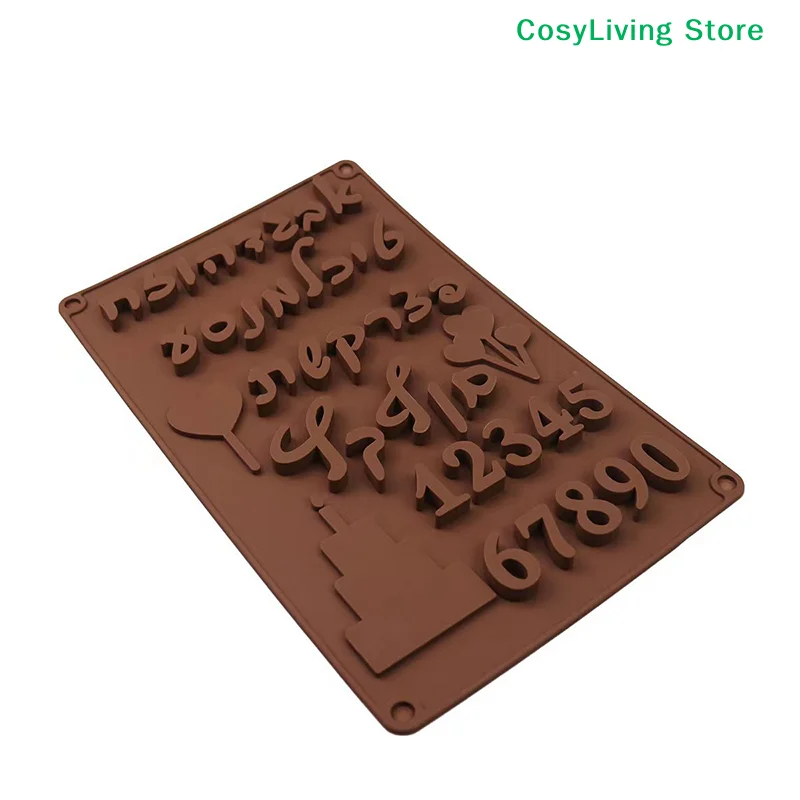 1Pc DIY Silicone Chocolate Mold 3D Hebrew Letters Arabic Numbers For Baking Cake Bakeware Mould Decorating Tools