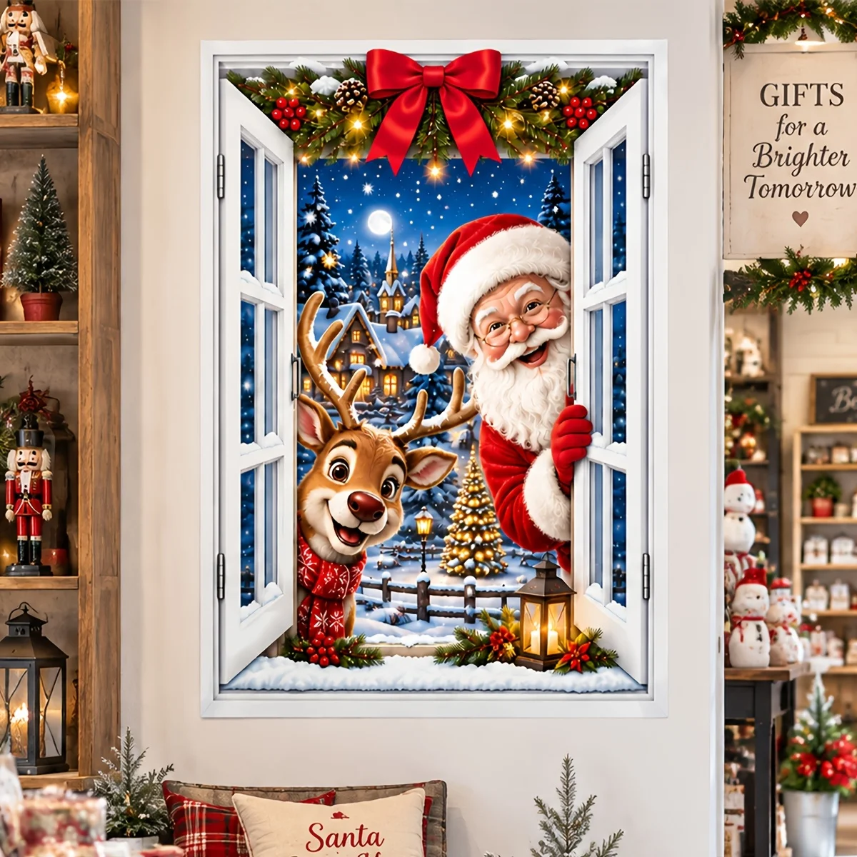2pcs Merry Christmas Wall Sticker,suitable for cabinet,glass doors,windows,wall decor,holiday decoration,freely DIY combination