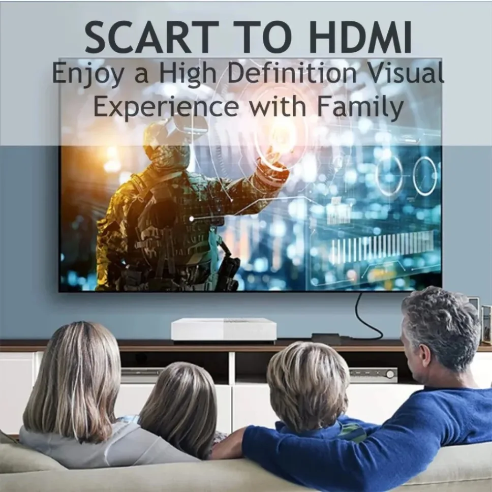Konwerter HD1080P SCART na HDMI z kablem, wejście SCART, wyjście HDMI, adapter konwertera wideo i audio do telewizora/komputera/stacji DVD — zdjęcie produktu 5