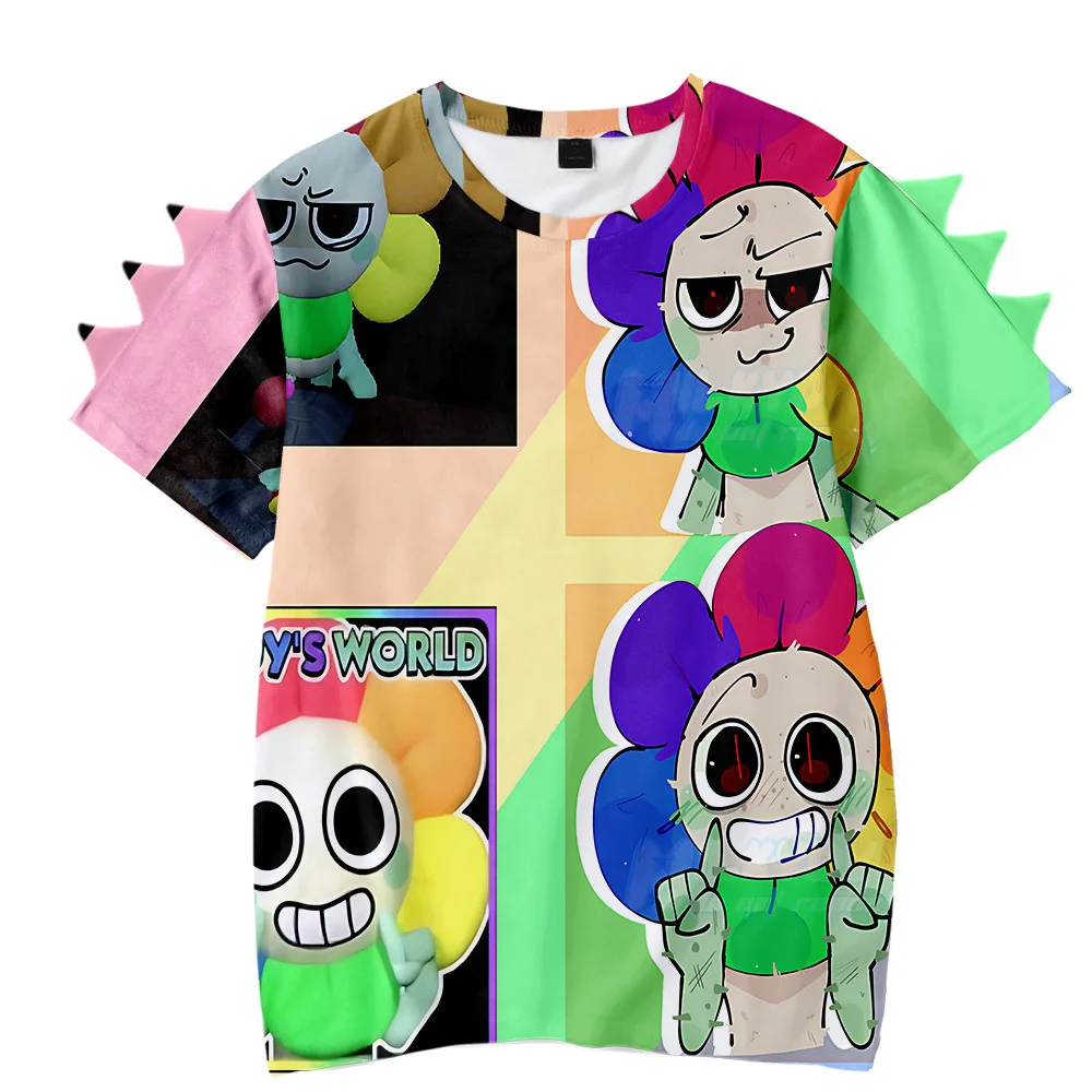 3D Dandy's World T-shirt Goob Pebble Dandys World Plushie Horror Game For Children Gifts Tops Short Sleeve