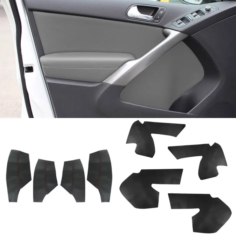 For VW Tiguan 2008 2009 2010 2011 2012 4pcs Microfiber Leather Interior Door Handle Panel Armrest Cover Replacement Trim