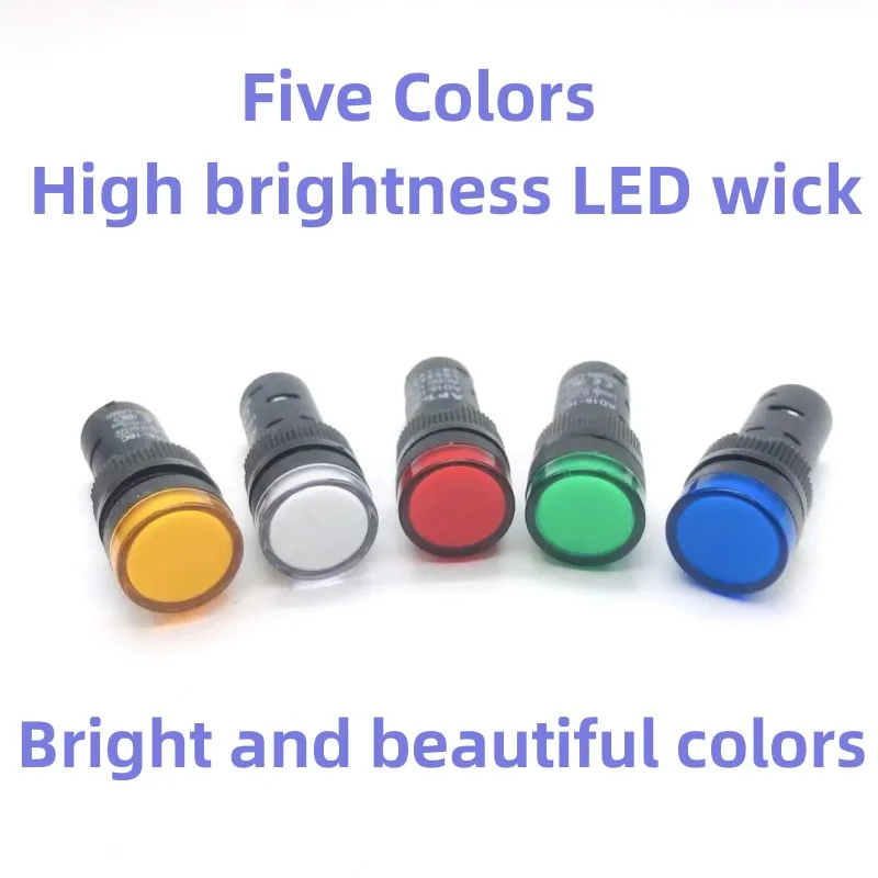 Plastic Power Signal Light AD16-22DS 22MM16MM Small Warning LED Indicator Bead 6V12V 24V 220V Red White Green Blue Yellow