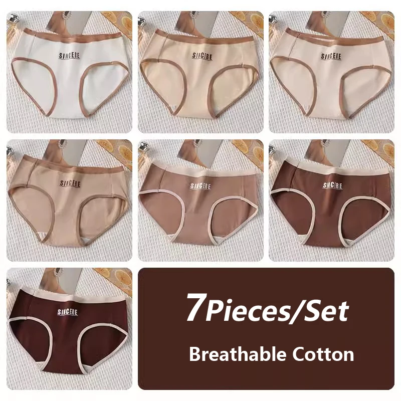 7Pcs Women Panties Cotton Underwear Young Girls Briefs Soft Panty Breathable Underpants Sexy Low Waist Seamless Female Lingerie