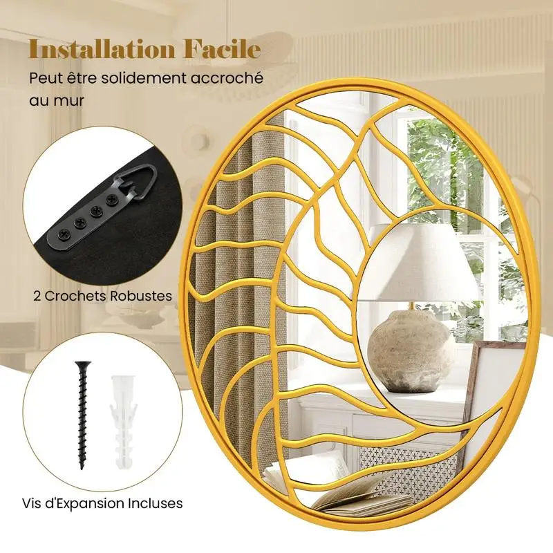 Goldener Wandspiegel mit Unregelmäßigem Rahmen für Wohnzimmer und Eingangsbereich - Golden