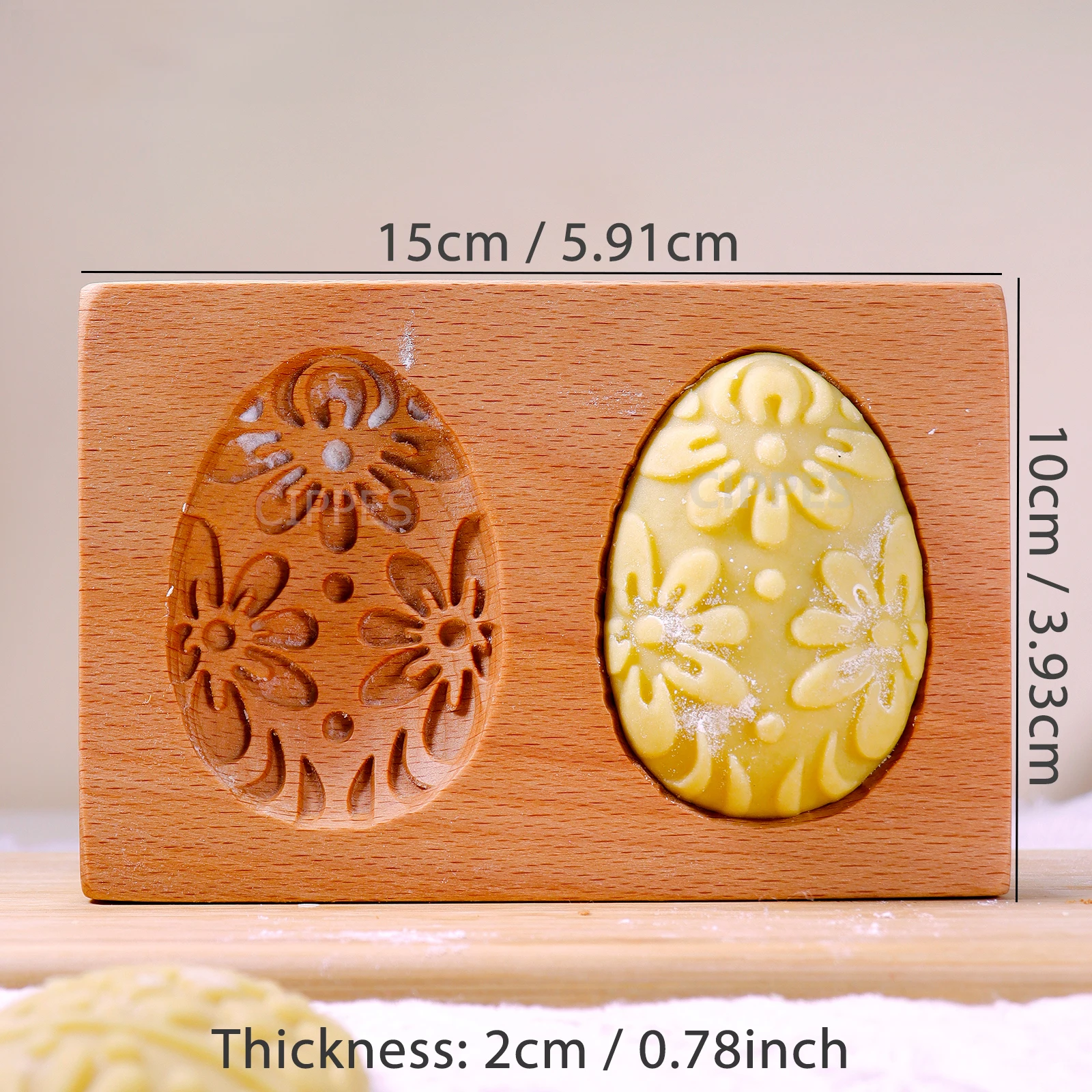 Wooden Cookie Molds, 3D DIY Cookie Cutter Mould with Easter Bunny Eggs Patterns, Cookie Stamp Embossing Press Molds