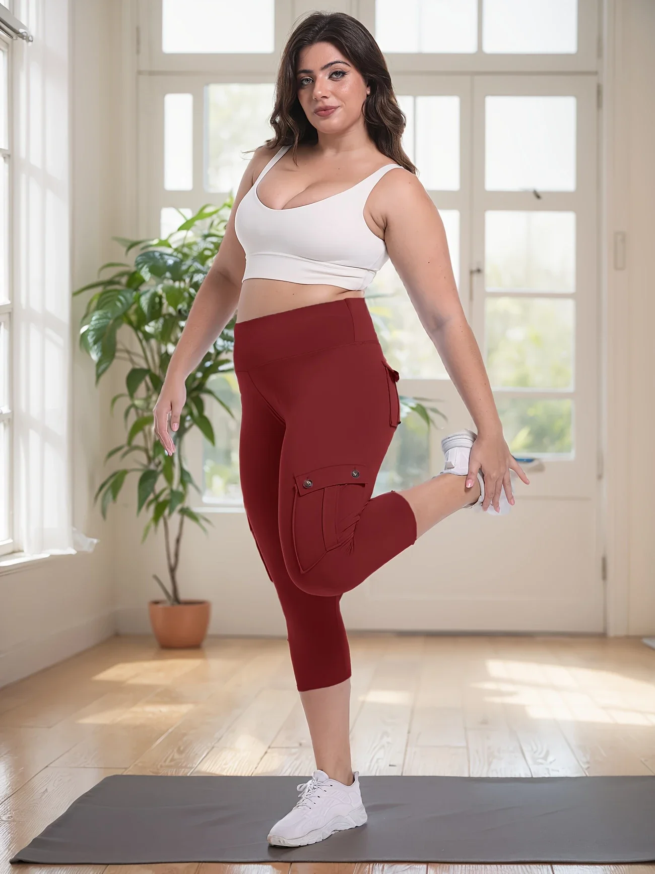 Women's Yoga Cropped Pants 2025 New High Waist Stretch Squat Proof Sportswear Woman Gym Clothing Tummy Control Leggings Dropship
