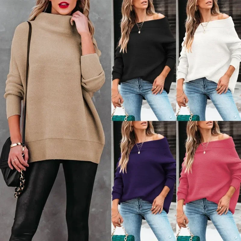 

New autumn and winter hot-selling sweater one-word collar pullover temperament commuter loose women's clothing