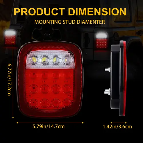Imagen 2 del producto Par de 38 LED freno trasero Universal parada de giro licencia luces de marcha atrás combinación trasera para Wrangler YJ TJ CJ camión remolque B