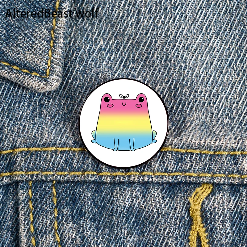 Progress Pride frog Pin Custom cute Brooches Shirt Lapel teacher tote Bag backpacks Badge Cartoon gift brooches pins for women