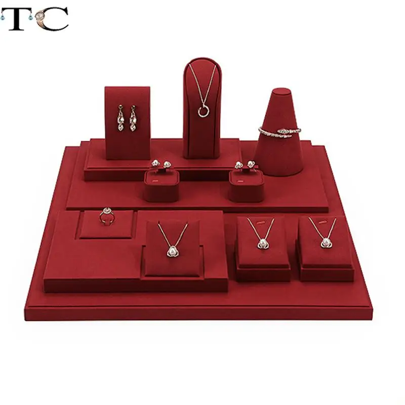 

Burgundy Microfiber Jewelry Display Stand for Rings Earrings Necklaces Pendants and Bracelets Display Stand for Jewelry Stores