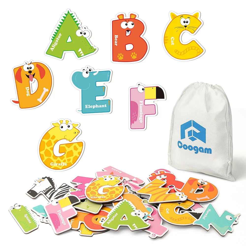 Large Magnetic Letters, Refrigerator Magnets with Letters ABC, Colorful Uppercase Animal Toys, Games, Christmas, Halloween Gifts