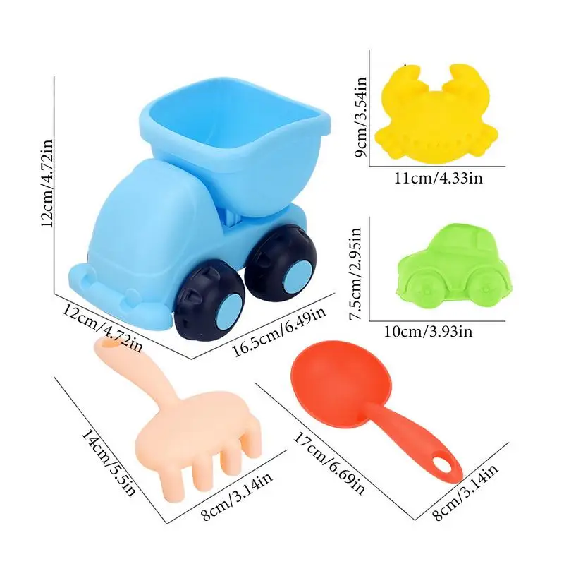 Brinquedos de areia dobráveis para crianças, Beach Play Set, Animal Sand Molds, Acessórios para jogos, Summer Bucket Toys, Toddlers, 5Pcs