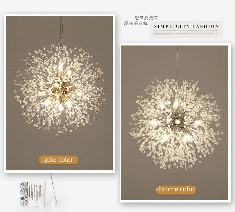 Nordic Dandelion Chandelier Gold Chrome G9 Pendant