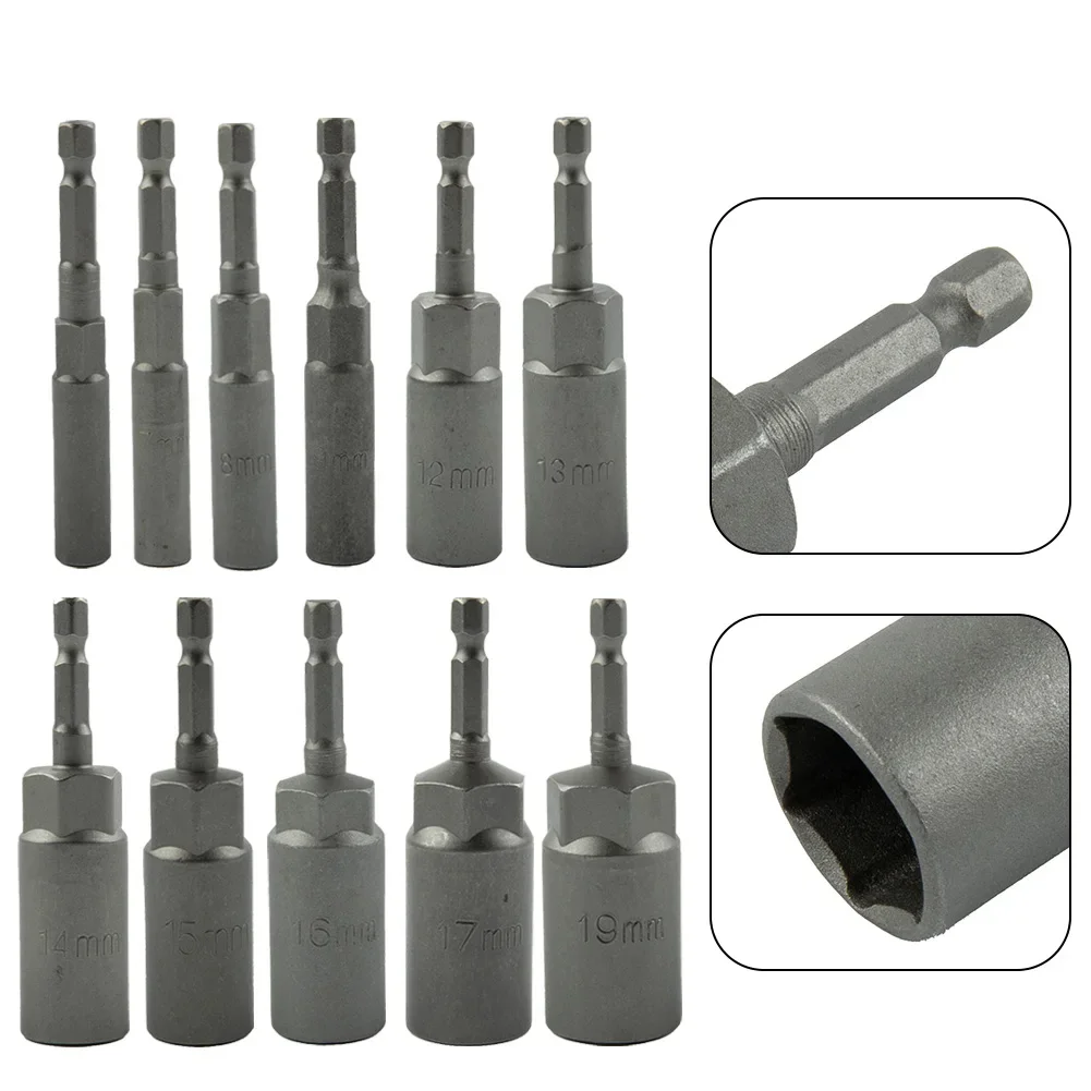 

2024 New 80mm 1/4" Hex Sockets Nut Bolt Drill Bits 5.5mm-19mm Hex Sockets Power Screwdriver Handle Tools Power Drills Parts 1pcs