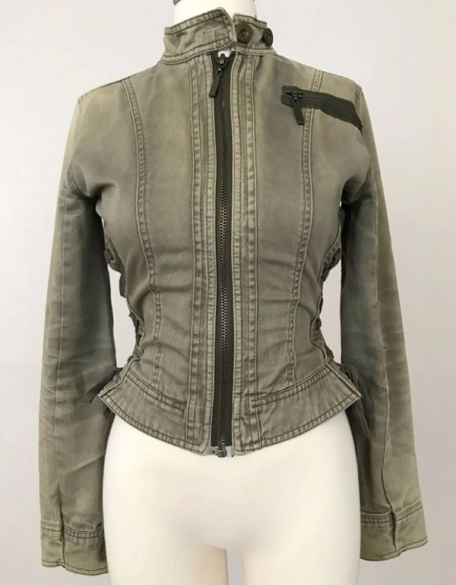 Y2K Sexy Slim Zipper Jacket Outerwear Womens Harajuku Casual Army Green Autumn Winter Jacket Goth Stand Collar Short Jacket Coat Y2K Sexy Slim Zipper Jacket Outerwear Womens Harajuku Casual Army Green Autumn Winter Jacket Goth Stand Collar Short Jacket Coat