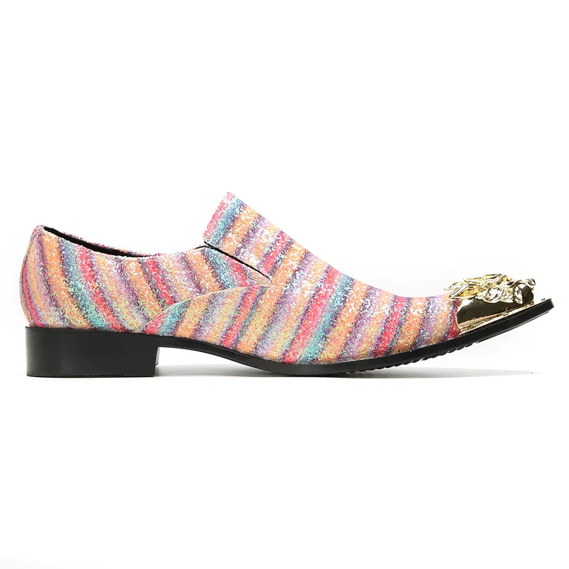 Brett Frühling Herbst Schuhe für Männer Metalle Hut Spike rosa Business Bankett Party sozialisieren Rindsleder Hochzeit Herren schuhe – Detail 5