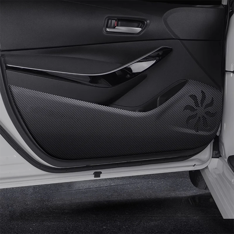 Car Door Anti Kick Pad Carbon Fiber Leather Texture Anti Dirt Protective Sticker Accessories For Toyota Corolla E210 2019-2026