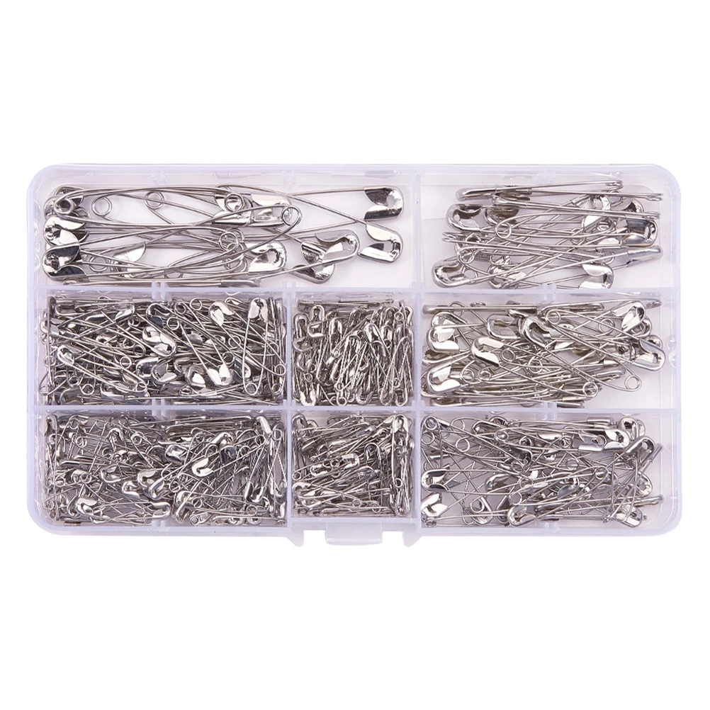 

450pcs Pins Brooch Box Mini Diy Accessories Buckle Silver Color Durable Pins Iron Easy Open Craft Sewing Bulk