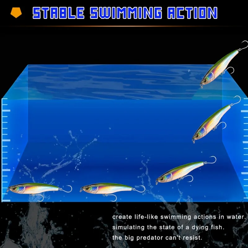 EASYFISH11cm/52g الاصطناعي ABS البلاستيك غرق قلم رصاص غرق إغراء ل باس الكارب هوك واحد مع القصدير مشرق نابض بالحياة عيون السمكة #5