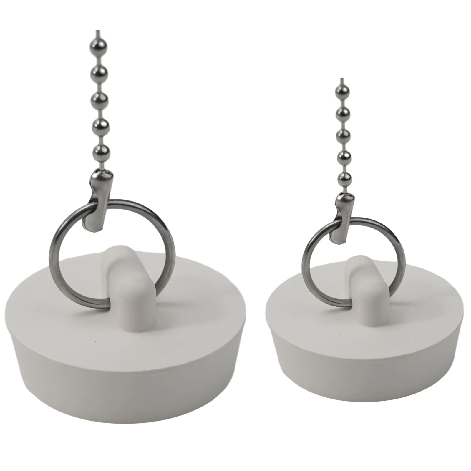 Rubber Drain Stopper Set 4 Pieces 38/45mm for Bath and Kitchen Sinks Basin Leak Proof Sealing with Chain Attachment