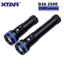 Xtar d26 2500 LEDダイビング懐中電灯,ダイバーランプ,xhp50.2,ビーム距離320メートル,ランタンipx8,トーチ,深さ100メートル