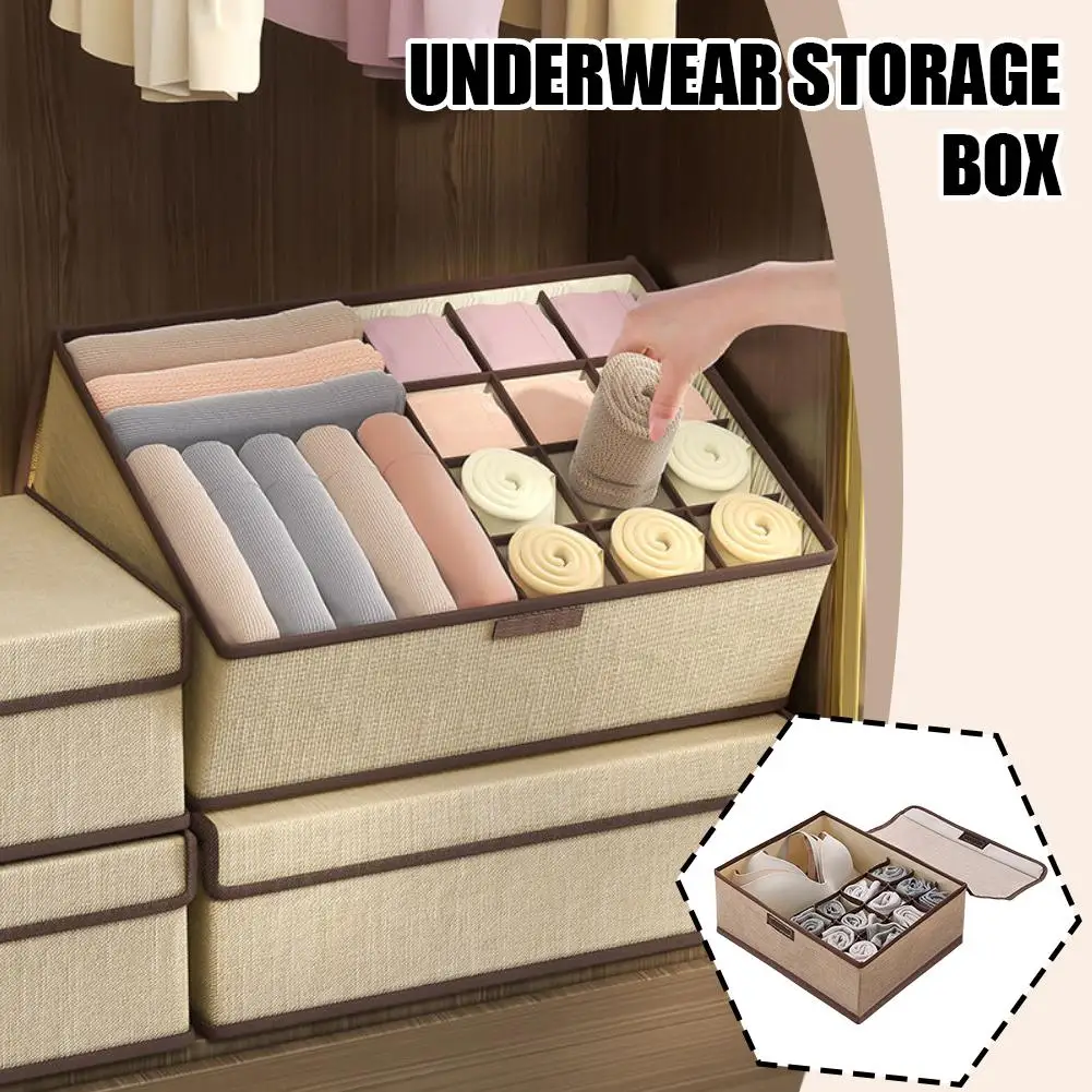 

13/17 Grid Underwear Bra Storage Box Organizer With Large Drawer Sock Capacity Wardrobe Lid Organizer Divider Organizador C N4X1