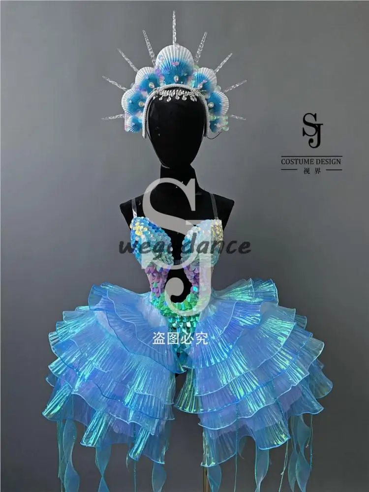 Bar Performance Party LED Ocean Series Fantasy Color Mermaid Scales Gogo Show Performance Dress