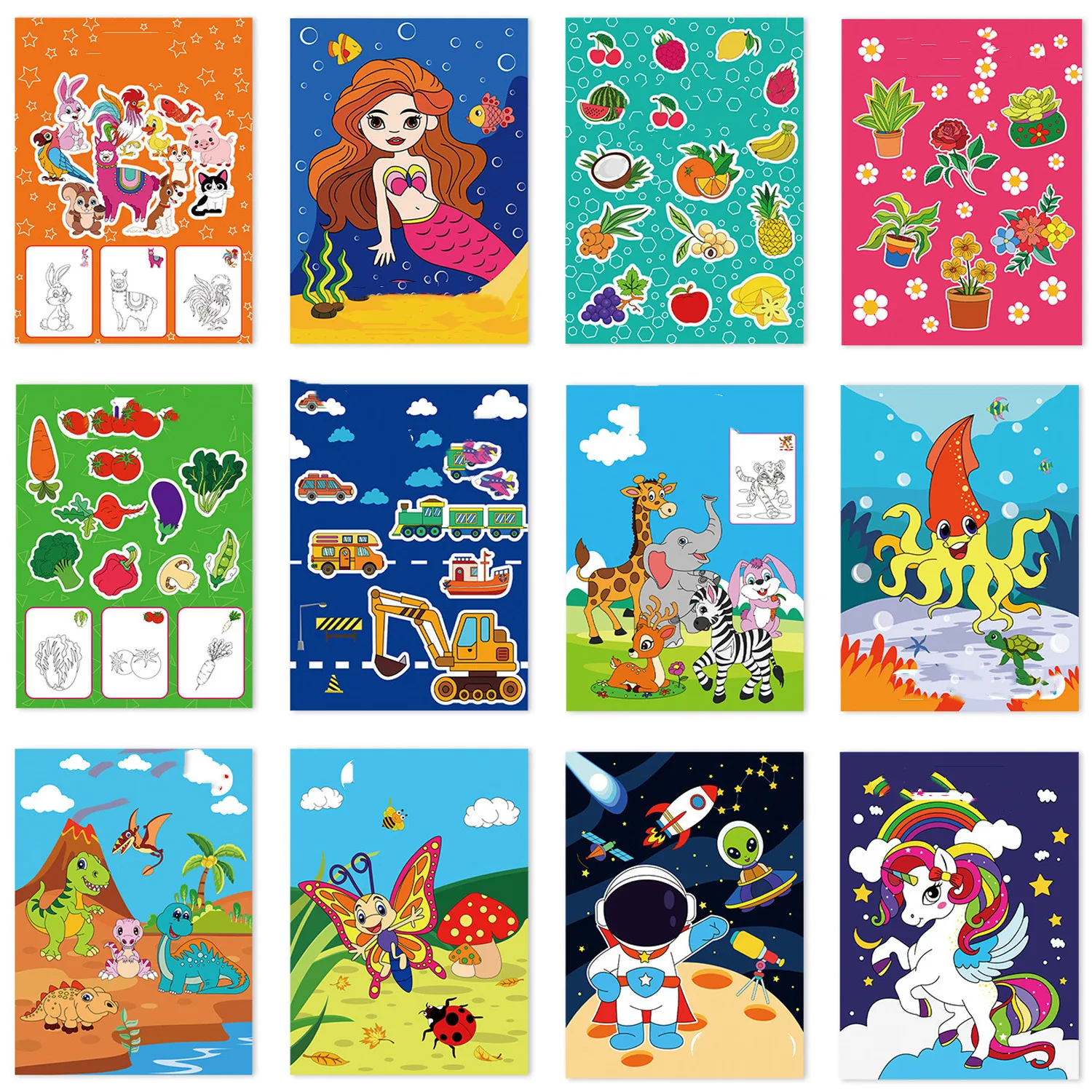 12 sztuk/zestaw Książeczka do rysowania i kolorowania dla dzieci w wieku 3-5 lat, nauka rysowania, wczesna edukacja, interaktywne zabawki przedszkolne