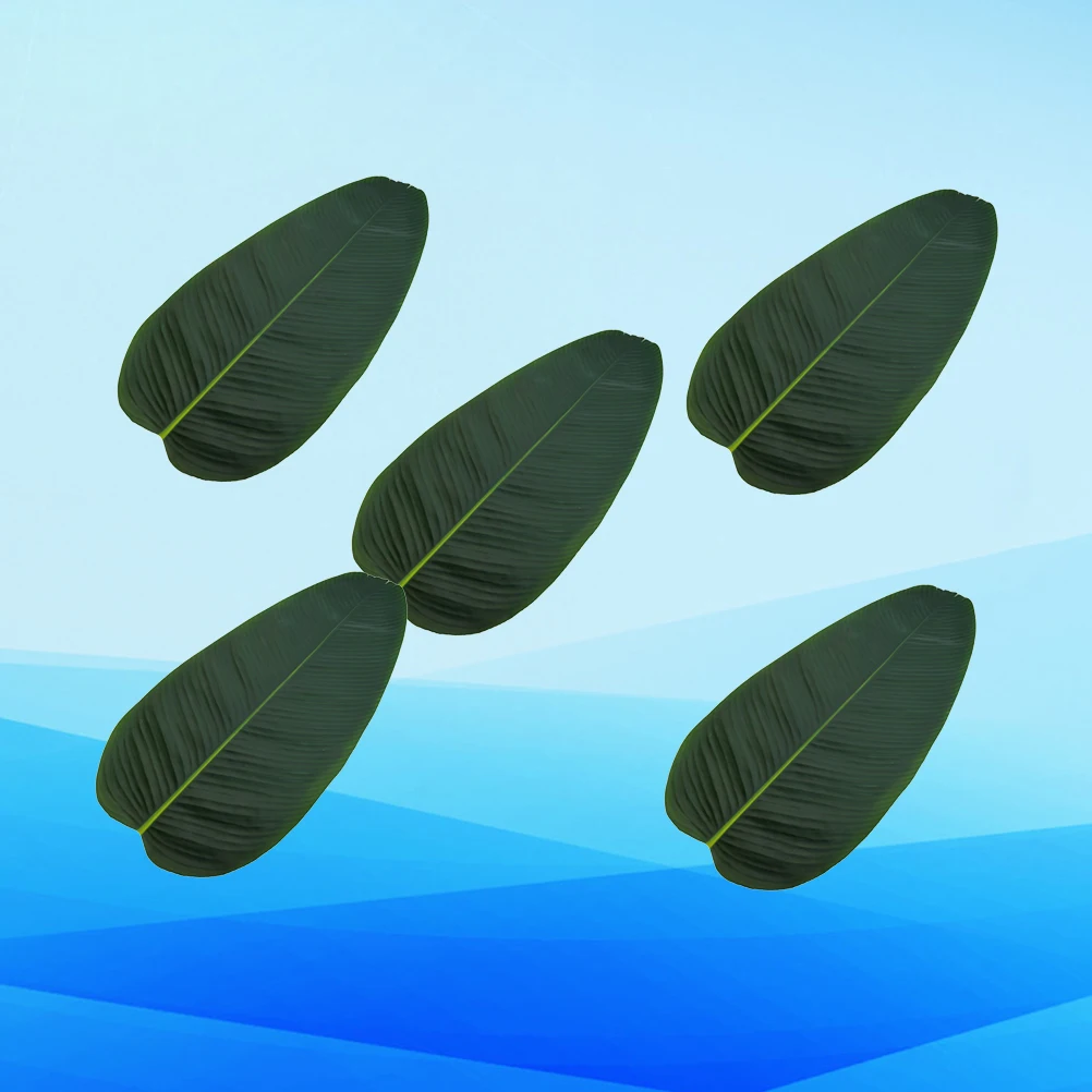 

5pcs Artificial Canna Leaves Boneless Banana Leaf Dark Green Party Decor For Hawaiian Wedding Home Decoration Party
