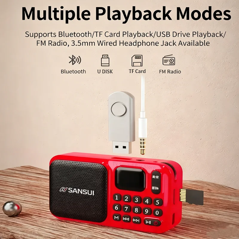 

Цифровой FM-плеер с USB, TF, MP3, портативное радио, ручной, перезаряжаемый, музыкальный плеер, колонка, устройство с LED-дисплеем