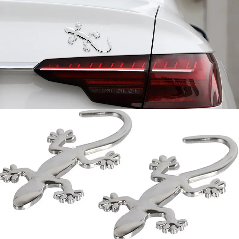 2PCs 3D Car Gecko Styling Sticker Popular High Quality Cars Chrome Decal Refitting Accessories Stickers Auto Exterior Decoration