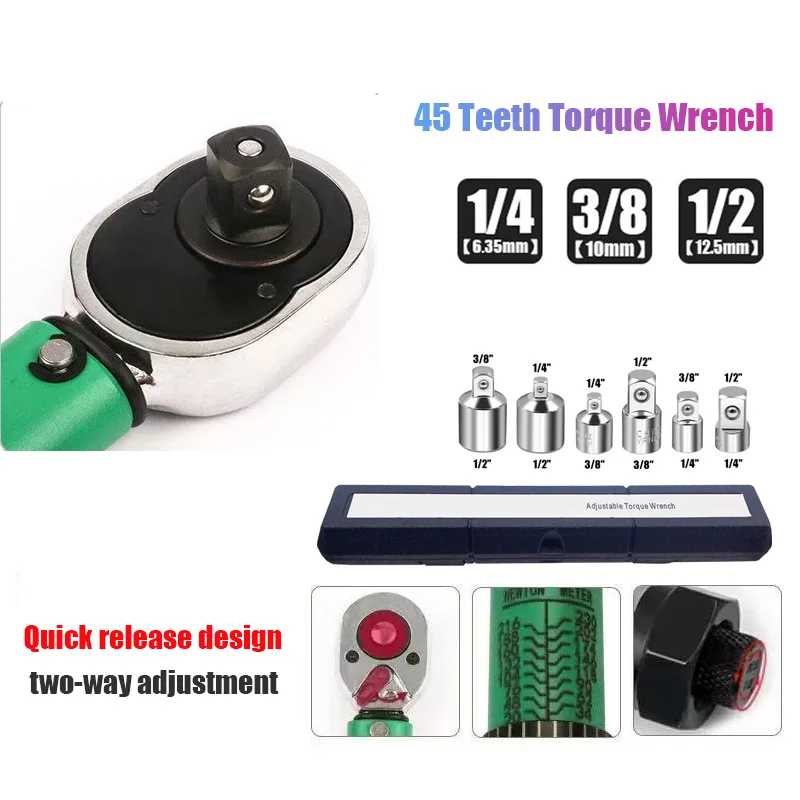 

2-210N.m Torque Wrench 1/2 3/8 1/4 Precise Reversible Ratchet Torques Key Professional Bicycle Motorcycle Car Automotive Tool