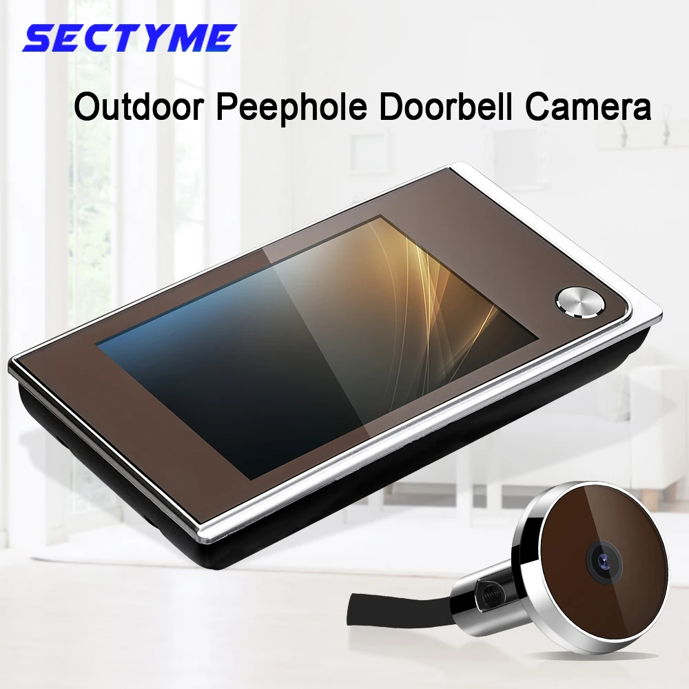 Sectyme Peephole Video Doorbell Camera 120 Degree Angle Peephole Viewer Smart Home Outdoor Cat Eye Visual Doorbell