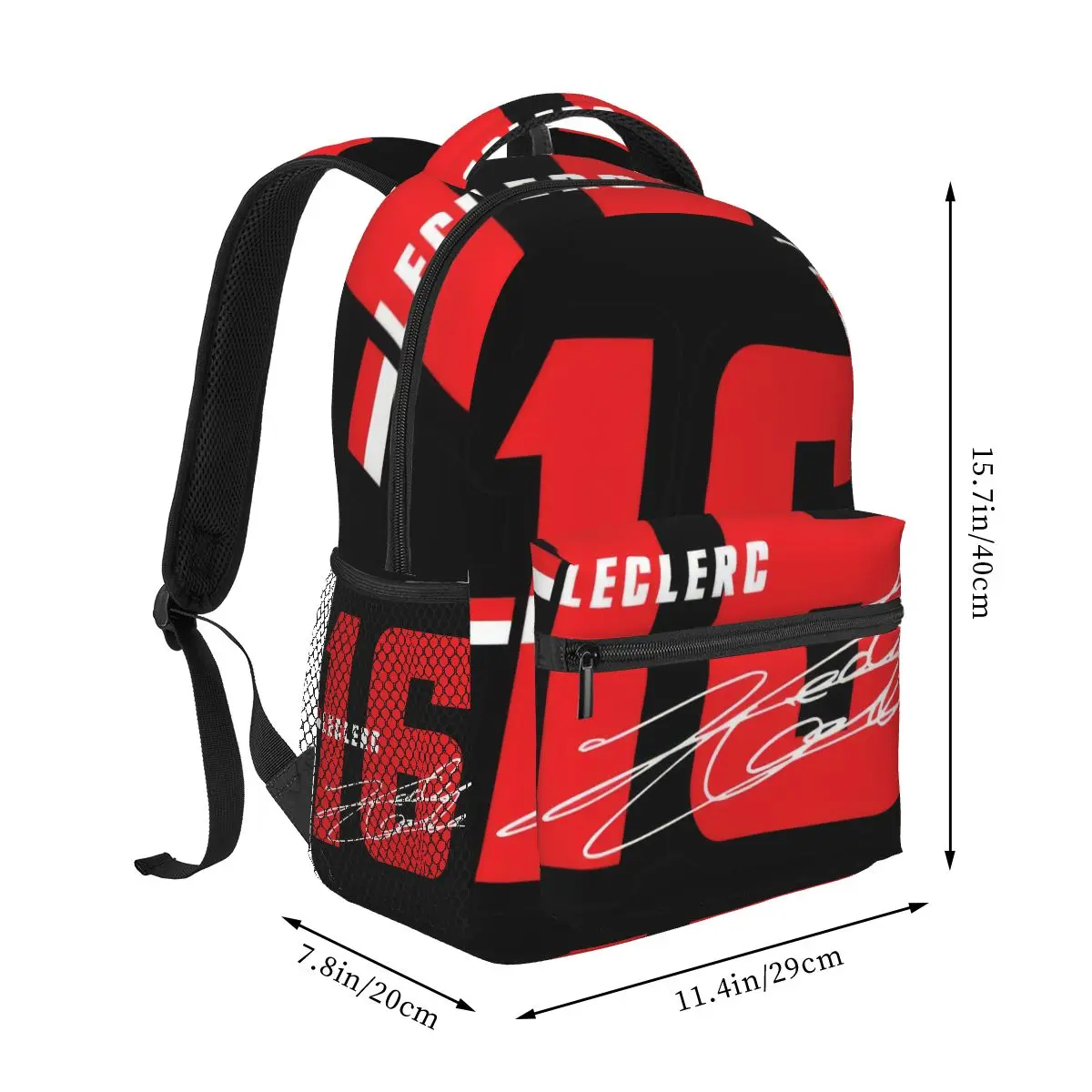 Leclerc-Unisex Casual Travel Backpack, 16 Signature Number, Unisex, Estudantes, Lazer, Computador