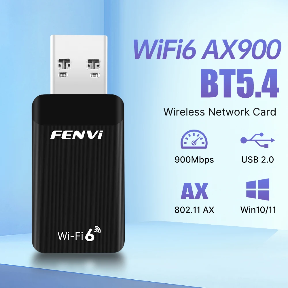 

Fenvi AX900 Bluetooth 5.4 USB-адаптер WiFi 6 Mini USB-ключ 5G/2.4G Двухдиапазонная сетевая карта WiFi6 Драйвер беспроводного приемника бесплатно