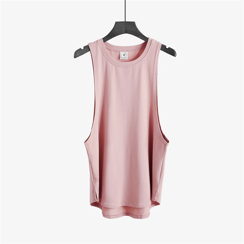 Plain Mens Running Loose Vests Bodybuilding Sleeveless Tank Tops Gym Fitness Muscle Clothing Summer Cotton Breathable T-shirts