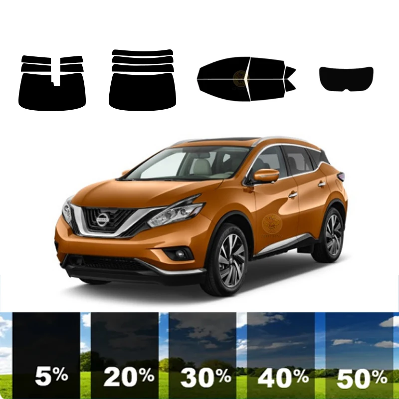 Pre-cut Film warna jendela yang dapat dilepas untuk mobil 100% UVR 5%-70% VLT isolasi panas karbon For untuk NISSAN MURANO 4 DR SUV 2015-2023