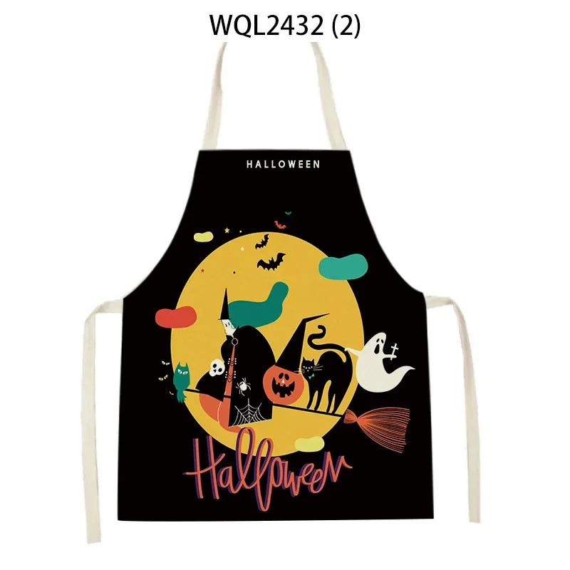 Halloween Cartoon Pumpkin Apron Kitchen Cooking Antifouling Apron Adult Kids Funny Bib Home Baking Tools Linen Apron Chef Apron